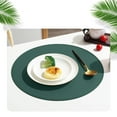 thumbnail image 1 of Round Placemats, Czzoypi Non-Slip Faux Leather Table Mats, Double Thick Easy Clean Heat Insulation Pads for Kitchen Dining, Green, 1 of 7