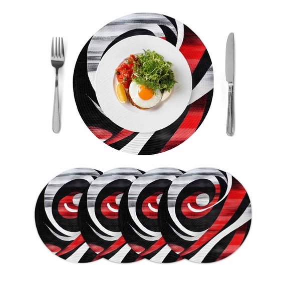 Round Placemats Dark Art 15 inch Set of 4 Table Mats for Dining Table Red Black Heat Resistant Non-Slip Kitchen & Home Decorative Place Mat Set