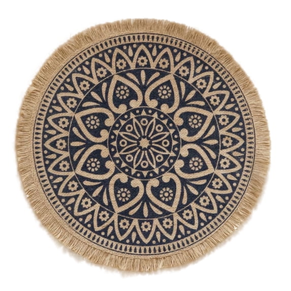Round Placemats, Dining Winter Modern Dinner Braided Beige Boho Round Table and Fall Circle Placemats Boho Tassels Runner Kitchen Table Placemats, 16x16 Inches