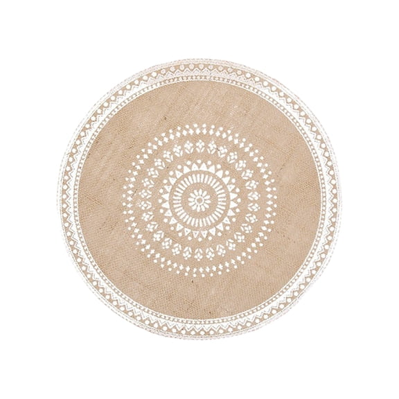 Round Placemats, Dining Winter Modern Dinner Braided Beige Boho Round Table and Fall Circle Placemats Boho Runner Kitchen Table Placemats, 15in