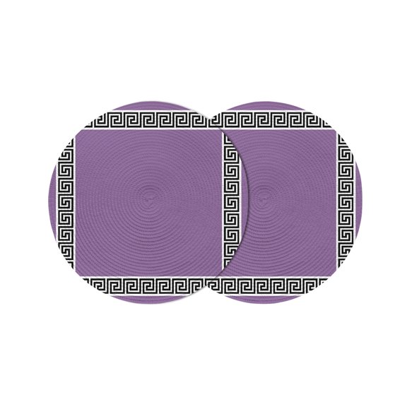 Round Placemats Geometric Greek Key Design 15 inch Set of 2 Table Mats for Dining Table Purple Heat Resistant Non-Slip Kitchen & Home Decorative Place Mat Set