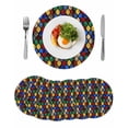 thumbnail image 1 of Round Placemats Geometric Moroccan 15 inch Set of 6 Table Mats for Dining Table Colorful Glass Texture Heat Resistant Non-Slip Kitchen & Home Decorative Place Mat Set, 1 of 8