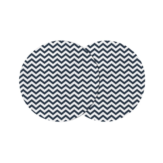 Round Placemats Geometric Pattern 15 inch Set of 2 Table Mats for Dining Table Chevron Blue Striped Heat Resistant Non-Slip Kitchen & Home Decorative Place Mat Set