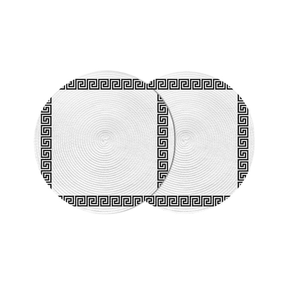 Round Placemats Greek Key Design 15 inch Set of 2 Table Mats for Dining Table Geometric Black White Heat Resistant Non-Slip Kitchen & Home Decorative Place Mat Set