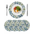 thumbnail image 1 of Round Placemats Green Blue Leaf 15 inch Set of 4 Table Mats for Dining Table Spring Leaves Heat Resistant Non-Slip Kitchen & Home Decorative Place Mat Set, 1 of 8