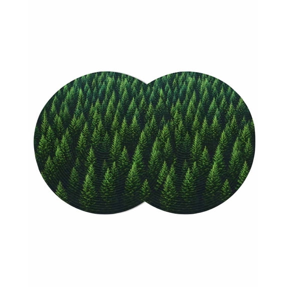 Round Placemats Green Forest 15 inch Set of 2 Table Mats for Dining Table Pink Trees Forest Heat Resistant Non-Slip Kitchen & Home Decorative Place Mat Set