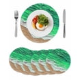 thumbnail image 1 of Round Placemats Green Ocean Wave 15 inch Set of 6 Table Mats for Dining Table Abstract Ombre Beach Heat Resistant Non-Slip Kitchen & Home Decorative Place Mat Set, 1 of 8