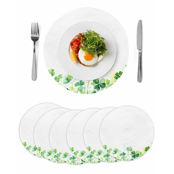 Round Placemats Green Plant 15 inch Set of 6 Table Mats for Dining Table Watercolor Spring Pastoral Heat Resistant Non-Slip Kitchen & Home Decorative Place Mat Set