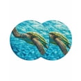 thumbnail image 1 of Round Placemats Green Turtle 15 inch Set of 2 Table Mats for Dining Table Blue Ocean Wave Heat Resistant Non-Slip Kitchen & Home Decorative Place Mat Set, 1 of 8