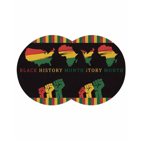 Round Placemats Green Yellow Red Fists 15 inch Set of 2 Table Mats for Dining Table Map Stripes Ethnic Style Heat Resistant Non-Slip Kitchen & Home Decorative Place Mat Set