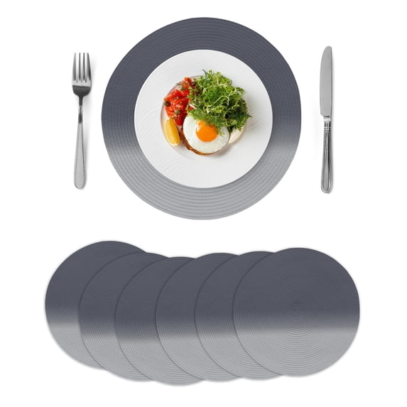 Round Placemats Grey Ombre 15 inch Set of 6 Table Mats for Dining Table Gradient Gradual Color Heat Resistant Non-Slip Kitchen & Home Decorative Place Mat Set
