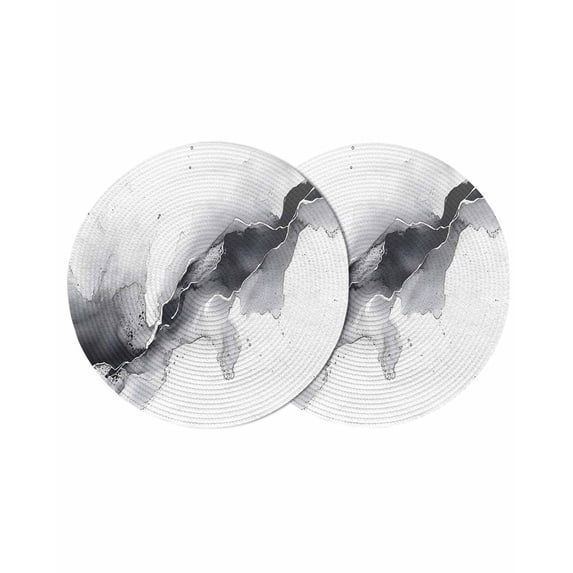 Round Placemats Grey White Marble 15 inch Set of 2 Table Mats for Dining Table Waves Abstract Art Heat Resistant Non-Slip Kitchen & Home Decorative Place Mat Set