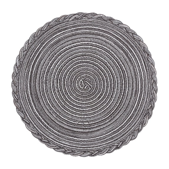 Round Placemats Heat Resistant Washable Non-Slip Woven Braided Table Mats Cotton Polyester Circle Insulated Place Mats for Dining Table Kitchen & Home Decor, 1Pc, Non-Slip & Reusable(Grey,14x14")