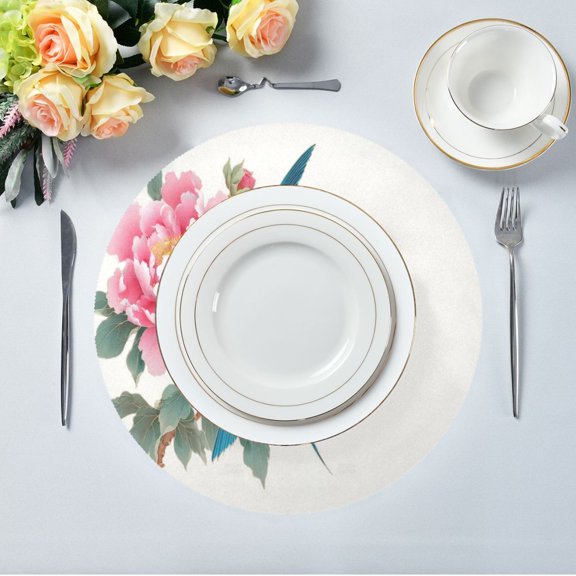 Round Placemats– High Heat Resistance- Barn Swallow Printed Design Table Placemats for Dining, (15.4inch) 4pick