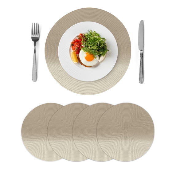 Round Placemats Khaki Ombre 15 inch Set of 4 Table Mats for Dining Table Gradient Gradual Color Heat Resistant Non-Slip Kitchen & Home Decorative Place Mat Set