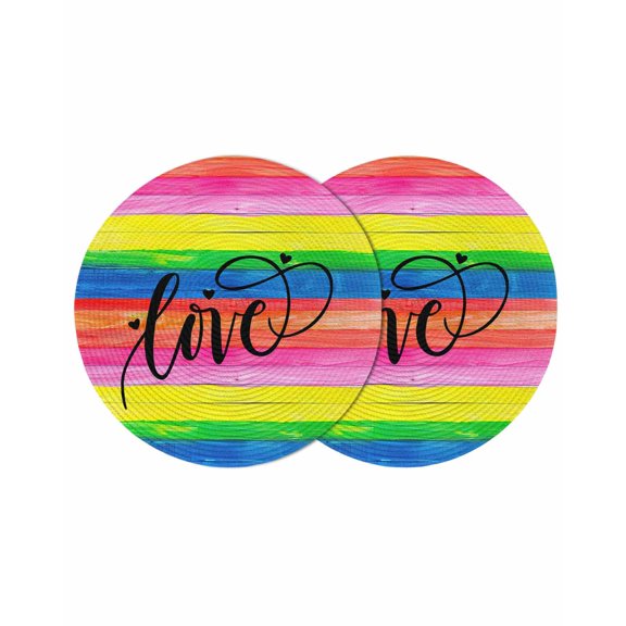 Round Placemats LGBT Rainbow Stripes Love 15 inch Set of 2 Table Mats for Dining Table Gay Lesbian Event Heat Resistant Non-Slip Kitchen & Home Decorative Place Mat Set