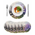 thumbnail image 1 of Round Placemats Lavender 15 inch Set of 6 Table Mats for Dining Table Bee Daisy Floral Heat Resistant Non-Slip Kitchen & Home Decorative Place Mat Set, 1 of 8