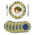 thumbnail image 1 of Round Placemats Lemon Daisy Wreath 15 inch Set of 6 Table Mats for Dining Table Floral Fruit Blue Heat Resistant Non-Slip Kitchen & Home Decorative Place Mat Set, 1 of 8