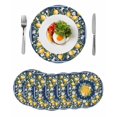 thumbnail image 1 of Round Placemats Lemon Daisy Yellow Wreath 15 inch Set of 6 Table Mats for Dining Table Floral Fruit Blue Heat Resistant Non-Slip Kitchen & Home Decorative Place Mat Set, 1 of 8