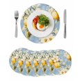 thumbnail image 1 of Round Placemats Lemon Flower Leaf 15 inch Set of 6 Table Mats for Dining Table Retro Blue Heat Resistant Non-Slip Kitchen & Home Decorative Place Mat Set, 1 of 8