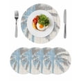 thumbnail image 1 of Round Placemats Light Blue Palm Tree 15 inch Set of 4 Table Mats for Dining Table Retro Wood Grain Heat Resistant Non-Slip Kitchen & Home Decorative Place Mat Set, 1 of 8