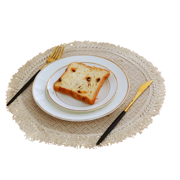 Round Placemats Linen Drinking Coaster Table Mat Heat Insulation Mat Round Table Mats for Kitchen Restaurant