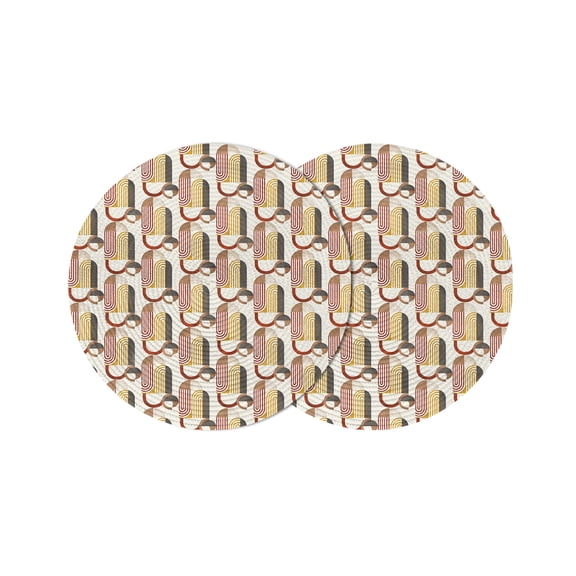 Round Placemats Mid Century Abstract 15 inch Set of 2 Table Mats for Dining Table Modern Geometric Heat Resistant Non-Slip Kitchen & Home Decorative Place Mat Set