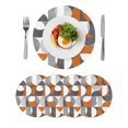 thumbnail image 1 of Round Placemats Mid Century Geometric 15 inch Set of 4 Table Mats for Dining Table Abstract Modern Orange Heat Resistant Non-Slip Kitchen & Home Decorative Place Mat Set, 1 of 8
