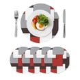 thumbnail image 1 of Round Placemats Mid Century Red Nordic 15 inch Set of 4 Table Mats for Dining Table Abstract Geometric Heat Resistant Non-Slip Kitchen & Home Decorative Place Mat Set, 1 of 8