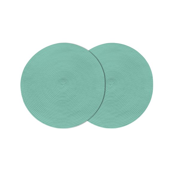 Round Placemats Mint Green Turquoise 15 inch Set of 2 Table Mats for Dining Table Solid Teal Color Heat Resistant Non-Slip Kitchen & Home Decorative Place Mat Set