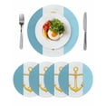 thumbnail image 1 of Round Placemats Nautical Anchor 15 inch Set of 4 Table Mats for Dining Table Blue White Stripe Heat Resistant Non-Slip Kitchen & Home Decorative Place Mat Set, 1 of 8
