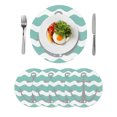 thumbnail image 1 of Round Placemats Nautical Anchor 15 inch Set of 4 Table Mats for Dining Table Green and White Wave Stripes Heat Resistant Non-Slip Kitchen & Home Decorative Place Mat Set, 1 of 8