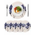 thumbnail image 1 of Round Placemats Navy Blue Tulip 15 inch Set of 4 Table Mats for Dining Table Retro Flower Floral Heat Resistant Non-Slip Kitchen & Home Decorative Place Mat Set, 1 of 8