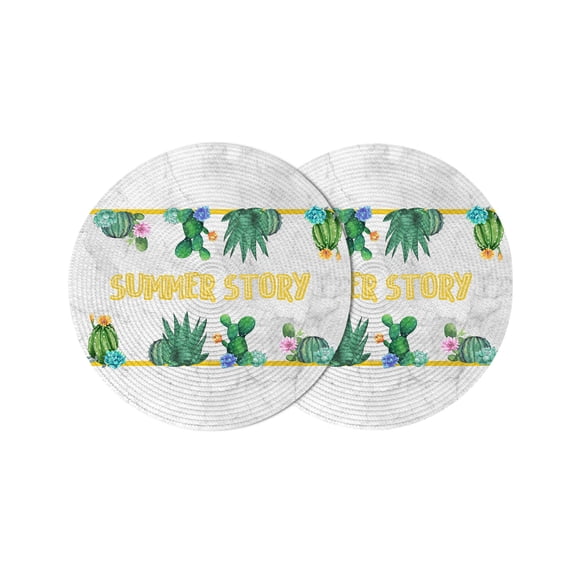 Round Placemats Oasis Cactus Summer 15 inch Set of 2 Table Mats for Dining Table Succulent Plant Heat Resistant Non-Slip Kitchen & Home Decorative Place Mat Set