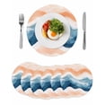 thumbnail image 1 of Round Placemats Ocean Waves 15 inch Set of 6 Table Mats for Dining Table Abstract Gradient Heat Resistant Non-Slip Kitchen & Home Decorative Place Mat Set, 1 of 8