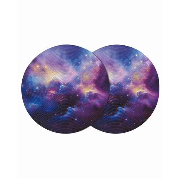 Round Placemats Ombre Blue Purple Galaxy 15 inch Set of 2 Table Mats for Dining Table Starry Sky Heat Resistant Non-Slip Kitchen & Home Decorative Place Mat Set