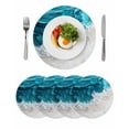 thumbnail image 1 of Round Placemats Ombre Blue White Wave 15 inch Set of 4 Table Mats for Dining Table Beach Oil Painting Heat Resistant Non-Slip Kitchen & Home Decorative Place Mat Set, 1 of 8