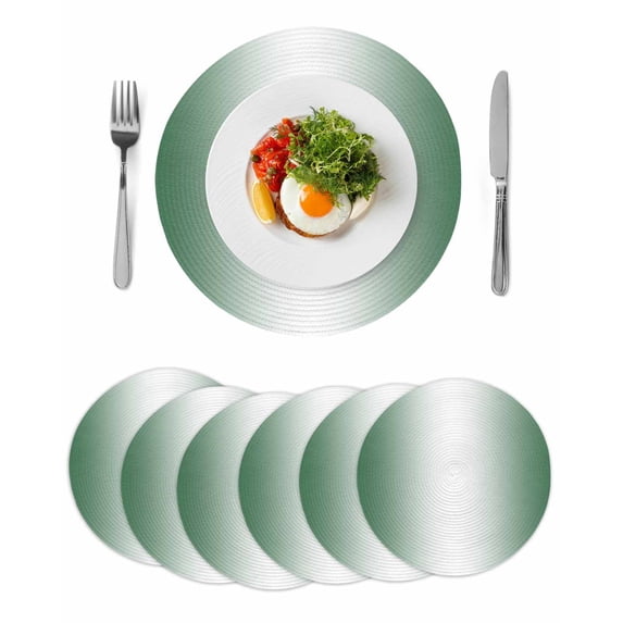 Round Placemats Ombre Green 15 inch Set of 6 Table Mats for Dining Table Green White Gradient Color Heat Resistant Non-Slip Kitchen & Home Decorative Place Mat Set