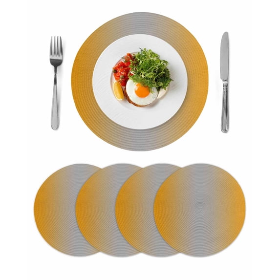Round Placemats Ombre Grey Orange 15 inch Set of 4 Table Mats for Dining Table Gradient Color Heat Resistant Non-Slip Kitchen & Home Decorative Place Mat Set