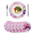 thumbnail image 1 of Round Placemats Ombre Pink Golden Marble Texture 15 inch Set of 6 Table Mats for Dining Table Abstract Art Heat Resistant Non-Slip Kitchen & Home Decorative Place Mat Set, 1 of 8