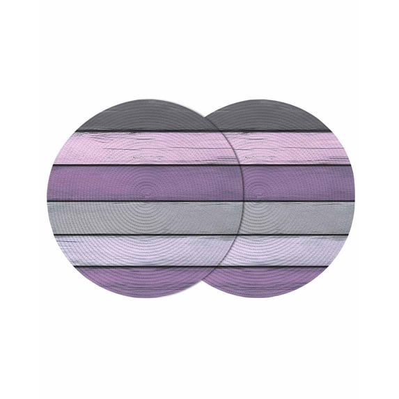 Round Placemats Ombre Purple Gray Stripes 15 inch Set of 2 Table Mats for Dining Table Wood Background Heat Resistant Non-Slip Kitchen & Home Decorative Place Mat Set
