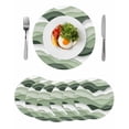 thumbnail image 1 of Round Placemats Ombre Sage Green 15 inch Set of 6 Table Mats for Dining Table Abstract Ocean Wave Coastal Heat Resistant Non-Slip Kitchen & Home Decorative Place Mat Set, 1 of 8