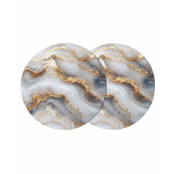 Round Placemats Ombre White Golden Black Marble Texture 15 inch Set of 2 Table Mats for Dining Table Modern Art Heat Resistant Non-Slip Kitchen & Home Decorative Place Mat Set