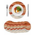 thumbnail image 1 of Round Placemats Orange Ombre 15 inch Set of 6 Table Mats for Dining Table Beach Ocean Wave Abstract Heat Resistant Non-Slip Kitchen & Home Decorative Place Mat Set, 1 of 8