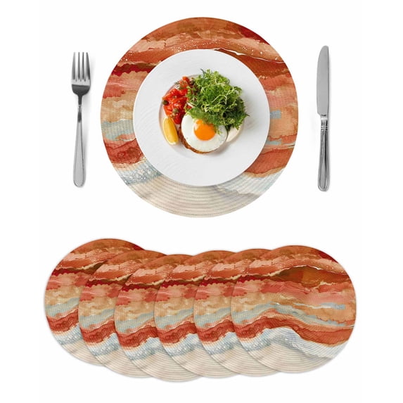 Round Placemats Orange Ombre 15 inch Set of 6 Table Mats for Dining Table Beach Ocean Wave Abstract Heat Resistant Non-Slip Kitchen & Home Decorative Place Mat Set