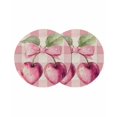 thumbnail image 1 of Round Placemats Pink Bow Cherry 15 inch Set of 2 Table Mats for Dining Table Pink Check Heat Resistant Non-Slip Kitchen & Home Decorative Place Mat Set, 1 of 8