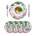 thumbnail image 1 of Round Placemats Pink White Flowers 15 inch Set of 4 Table Mats for Dining Table Green Cactus Heat Resistant Non-Slip Kitchen & Home Decorative Place Mat Set, 1 of 8