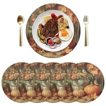 Round Placemats Plate Mats 15 Inch Non-Slip Heat Resistant Washable PVC Set Table Decoration for Kitchen Dining Beautiful Fall Scene