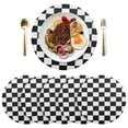 thumbnail image 1 of Round Placemats Plate Mats 15 Inch Non-Slip Heat Resistant Washable PVC Set Table Decoration for Kitchen Dining Black and White Check, 1 of 7
