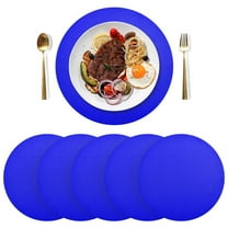 Round Placemats Plate Mats 15 Inch Non-Slip Heat Resistant Washable PVC Set Table Decoration for Kitchen Dining Blue